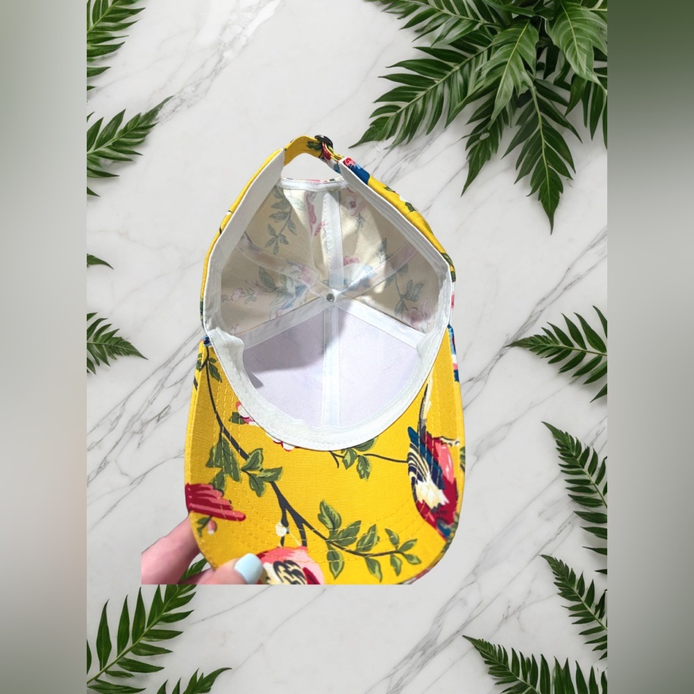 Floral  / Bird Print Baseball Cap Adjustable 100% Cotton - Picture 4 of 4